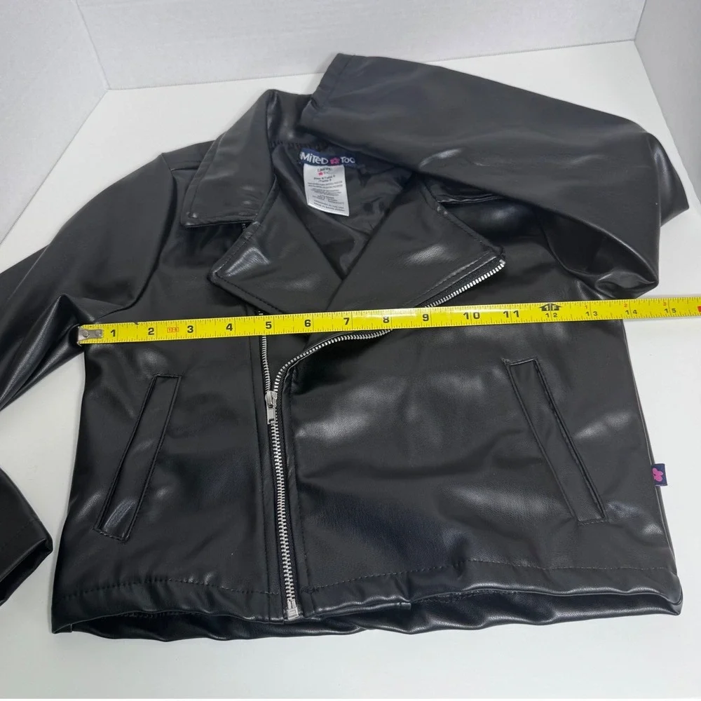Limited Too Girls Black Faux Leather Moto Biker Jacket Kids 6‎ Edgy Rocker Y2K